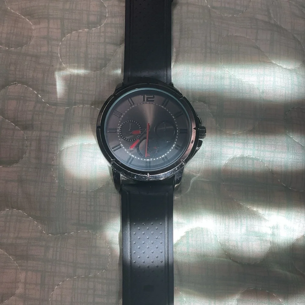 Men’s Oversized FMDMO146 Analog Watch Black Tone Quartz – Needs Battery